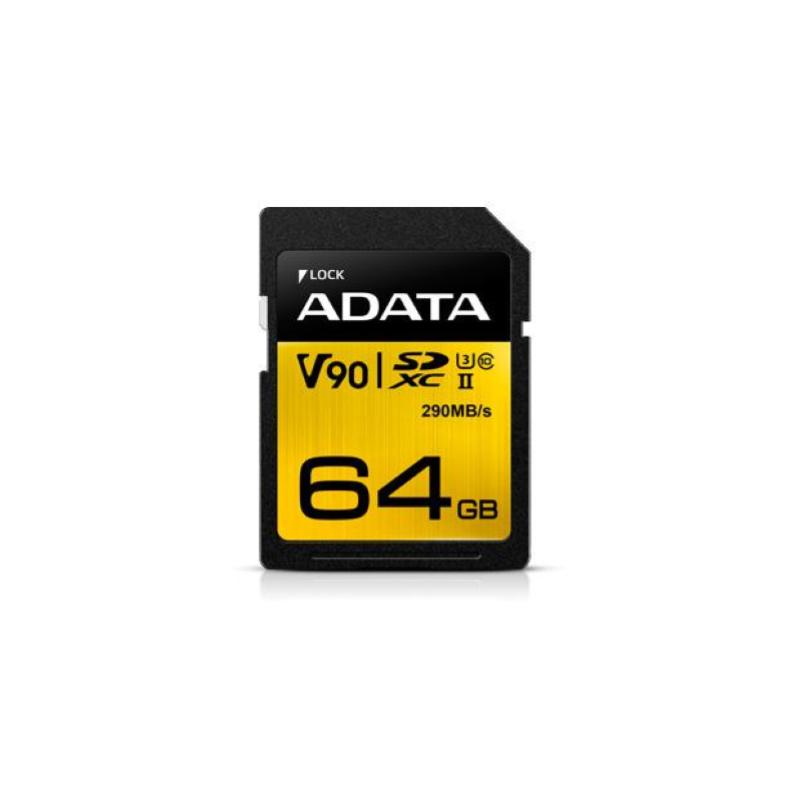 Adata premier one 64gb sdxc uhs-ii u3 c10 290mb/260mb