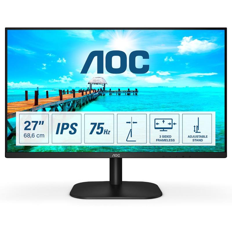 Aoc monitor flat 27`` basic-line 27b2h 1920x1080 pixel full hd led tempo di risposta 7 ms