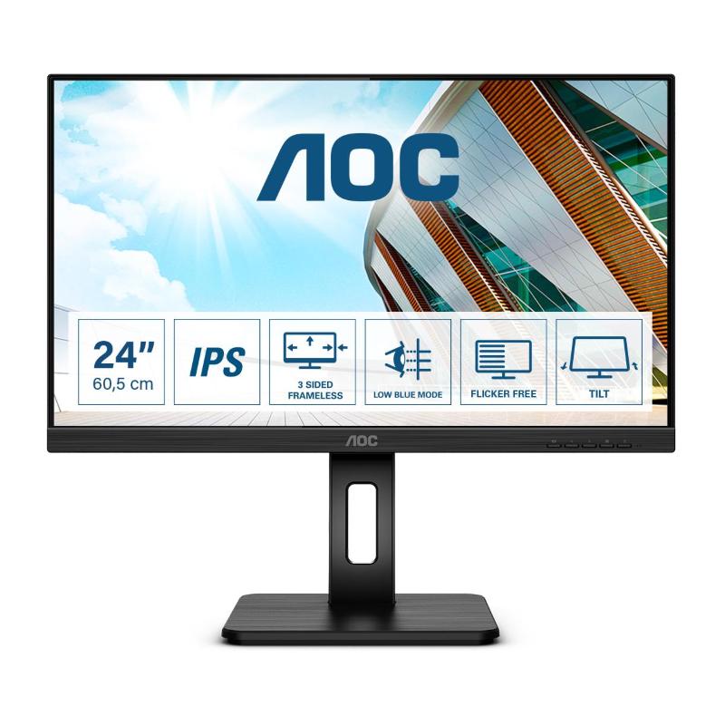 Image of Aoc monitor 23.8`` led ips q24p2q 2560 x1440 qhd tempo di risposta 4 ms