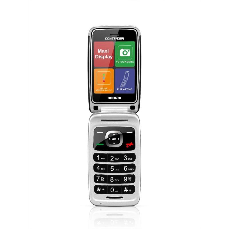 Image of Brondi contender dual sim 3 easy phone clamshell tasti selezione rapida nero/silver