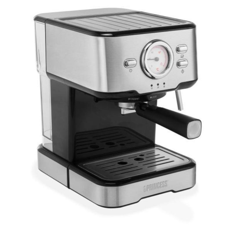 Image of Princess 249412 macchina caffe` compatibile con caffe` macinato e capsule nespresso capacita` 1,5 litri pompa da 20 bar acciaio inox