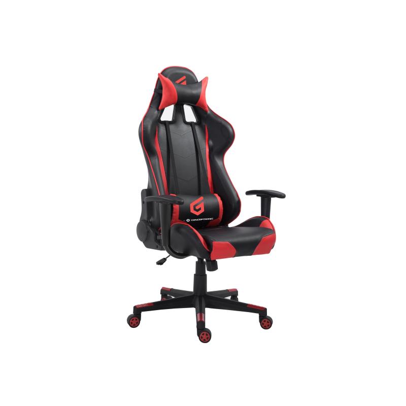 Conceptronic eyota04r sedia gaming per pc seduta imbottita reclinabile ergonomica nera/rossa