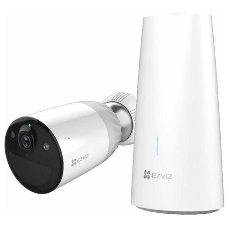 Image of Ezviz bc1-b1 kit 1 telecamera ip a batteria wireless bc1 e base b1a torretta full hd ip66 waterproof visione notturna a colori colore bianco