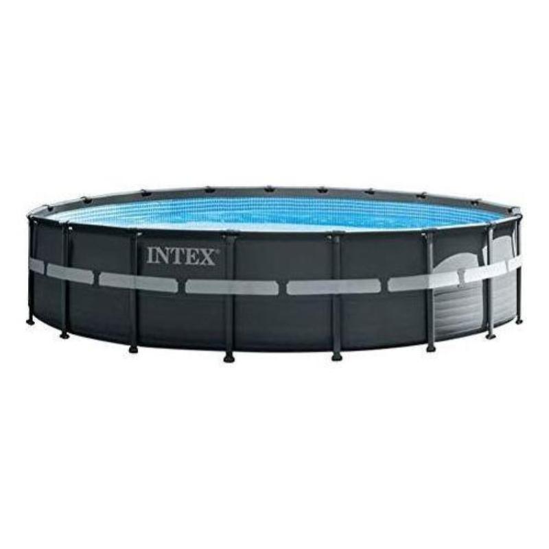 Image of Intex 26330np piscina fuori terra ultra xtr frame rotonda pompa filtro 7900 l-h scaletta telo base e copertura 26423 l acciaio e pvc grigio 549x132 cm 549x132 cm rotonda accessori