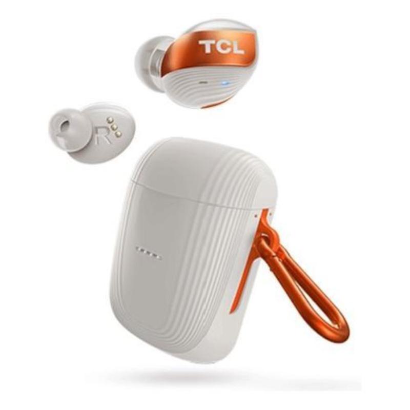 Image of Tcl actv 2500tws auricolari bluetooth 5.0 con custodia di ricarica wireless bianco arancione
