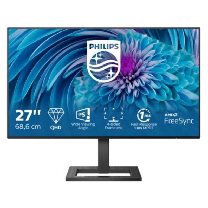 Image of Philips 275e2fae monitor 27`` led ips qhd, 2560*1440, amd freesync, 1ms, 75hz, frameless, 2 hdmi, display port, speakers integrati, vesa, nero