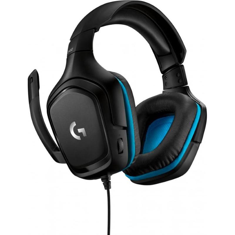 Logitech g432 cuffia con microfono per gaming con audio surround sound gaming headset 7.1 driver da 50 mm dts headphone:x 2.0 microfono flip-to-mute nero blu