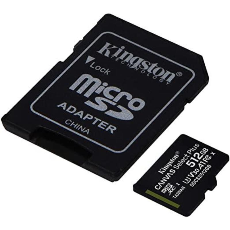 Kingston canvas select plus sdcs2-512gb scheda microsd classe 10 con adattatore sd incluso, 512 gb