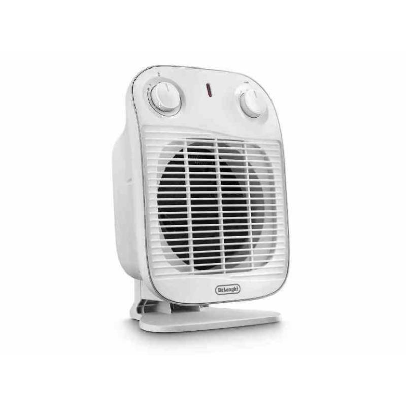 De`longhi hfs50a20.wh termoventilatore 2.000 w silenzioso e leggero 2 livelli di potenza ventilazione estiva protezione antigoccia ip21 maniglia dispositivo di sicurezza luce protezione antigelo bianco