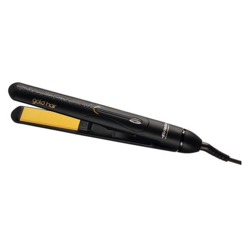 Ariete 8143 gold hair piastra per capelli rotonda rivestimento in ceramica, temperatura costante funzione ionica anti crespo, forma tonda adatta a tutti i finishing, blocco piastre, nero