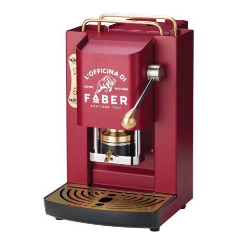 Image of Faber pro deluxe macchina da caffÈ cialde 44mm 500w 15 bar 1.3lt cherry red ottone