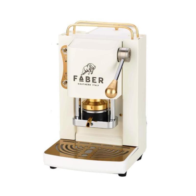 Image of Faber pro mini deluxe macchina da caffÈ cialde 44mm 500w 15 bar 1.3lt + 50 cialde pure white ottone