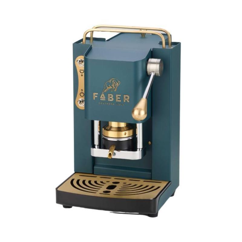 Image of Faber pro mini deluxe macchina da caffÈ cialde 44mm 500w 15 bar 1.3lt +50 cialde british green ottone