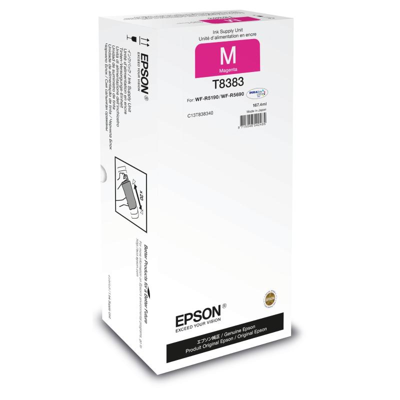 Image of Epson t8383 167.4 ml magenta ricarica inchiostro per workforce pro wf-r5190, wf-r5190dtw, wf-r5690, wf-r5690dtwf, wf-r5690dtwfl