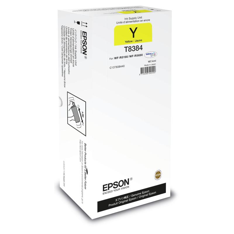 Image of Epson t8384 167.4 ml giallo ricarica inchiostro per workforce pro wf-r5190, wf-r5190dtw, wf-r5690, wf-r5690dtwf, wf-r5690dtwfl