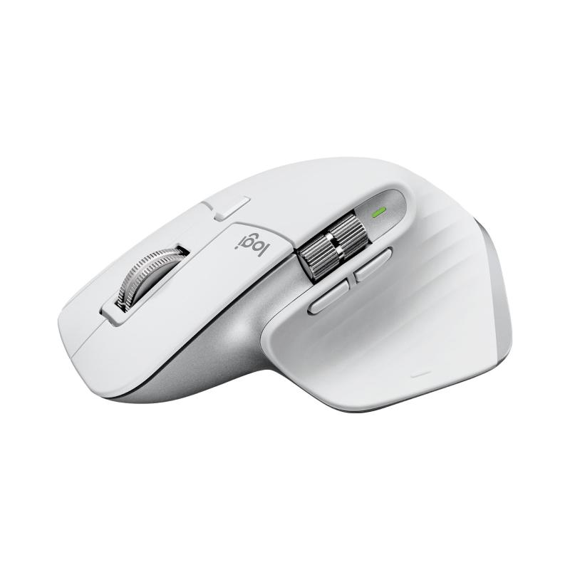 Logitech mx master 3s mouse wireless bluetooth ottico ad alte prestazioni 8.000 dpi ergonomico mano destra tracciamento su vetro usb c argento bianco