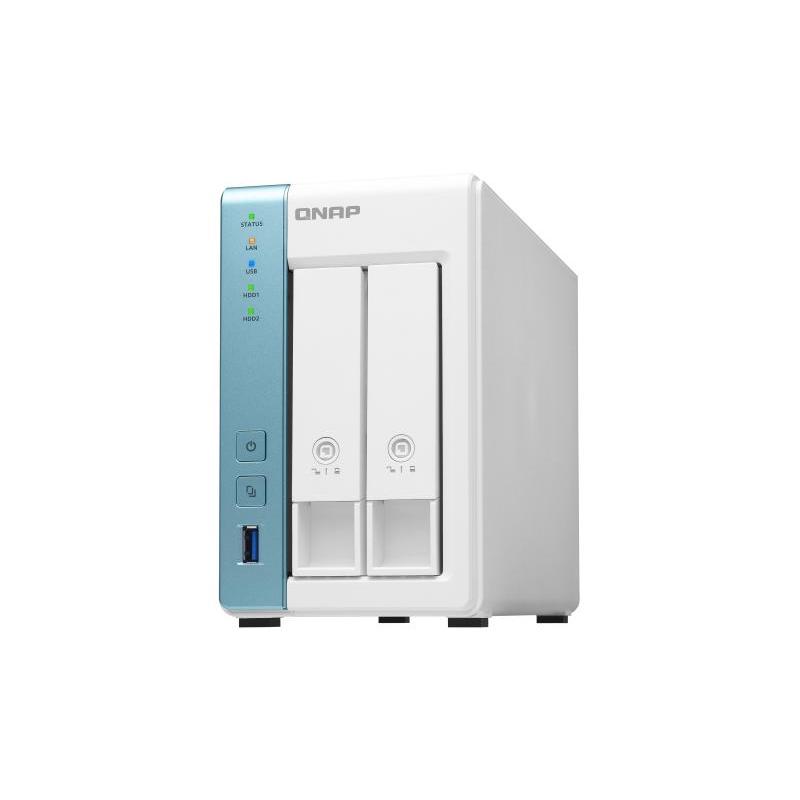 Qnap ts-231p3 nas chassis tower annapurna labs alpine al-214 1.7ghz ram 2gb-2 bay hdd/ssd 2.5/3.5 bianco/azzurro