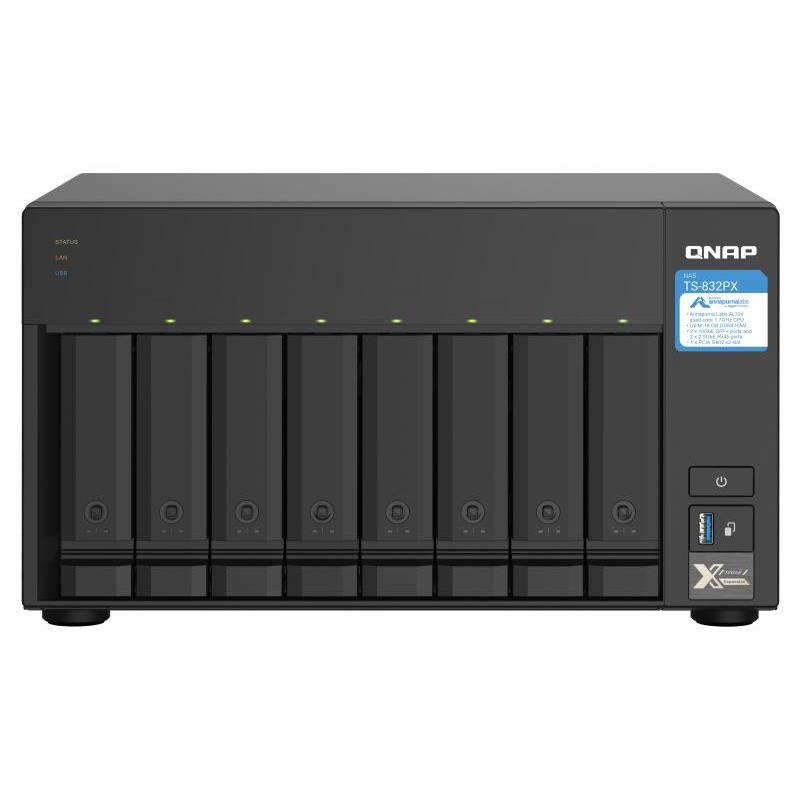 Image of Qnap ts-832px nas chassis tower annapurna labs al324 1.7ghz ram 4gb-8 bay hdd/ssd 2.5/3.5-s.o. qnap turbo system black
