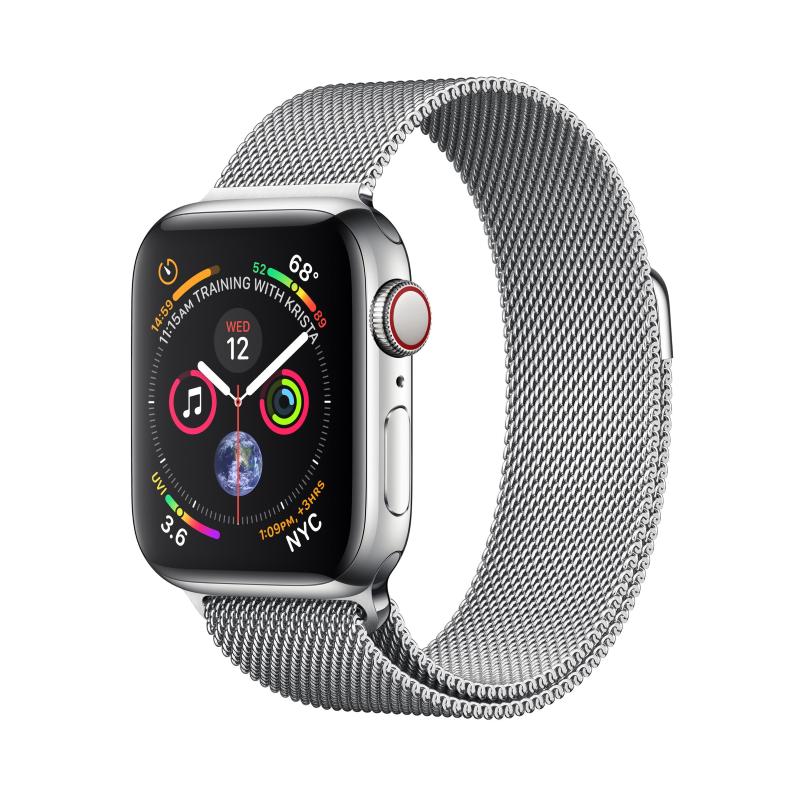 Image of Apple watch serie 4 gps + cellular cassa 40mm acciaio con cinturino loop mglia milanese argento cod030