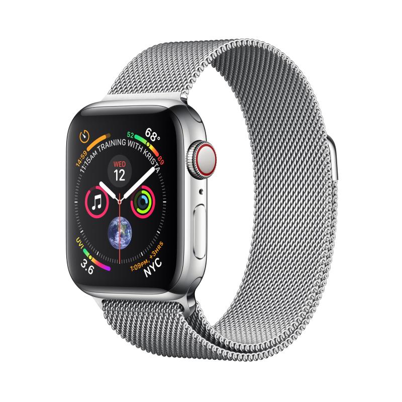 Apple watch serie 4 gps + cellular cassa 40mm acciaio con cinturino loop mglia milanese silver