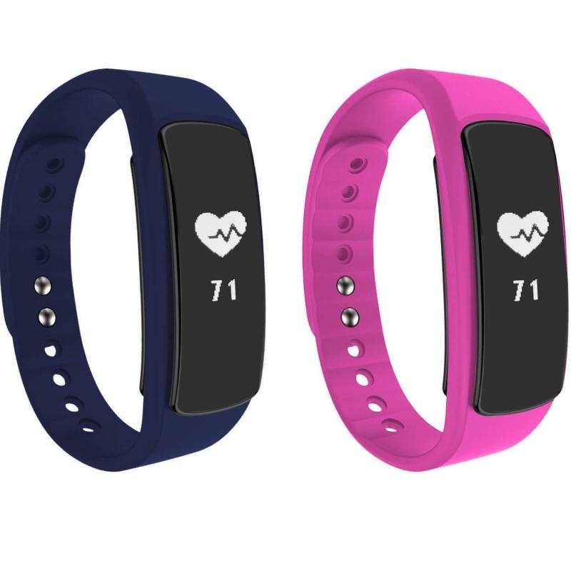 Ngm fit band smartwatch fitness water resistant ip 67 blue/pink