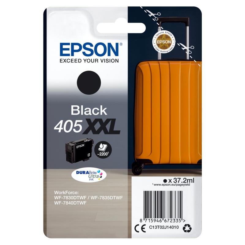 Image of Epson 405 xxl cartuccia inchiostro nero 37.2 ml blister con allarme per workforce wf-7310dtw, wf-7830dtwf, wf-7835dtwf, wf-7840dtwf