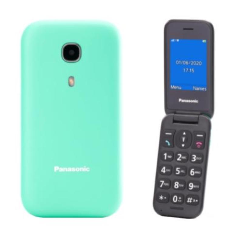Image of Panasonic kx-tu400exc 2.4 easy phone clamshell fotocamera bluetooth resistente agli urti italia tiffany green