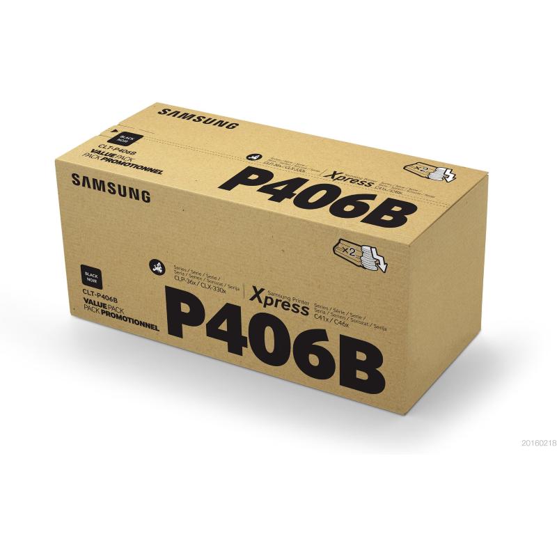 Samsung clt-p406b pack toner nero per clp-360 / clp-365 / clx-3300 / clx-3305 / sl-c410w / sl-c460fw conf.2 pz