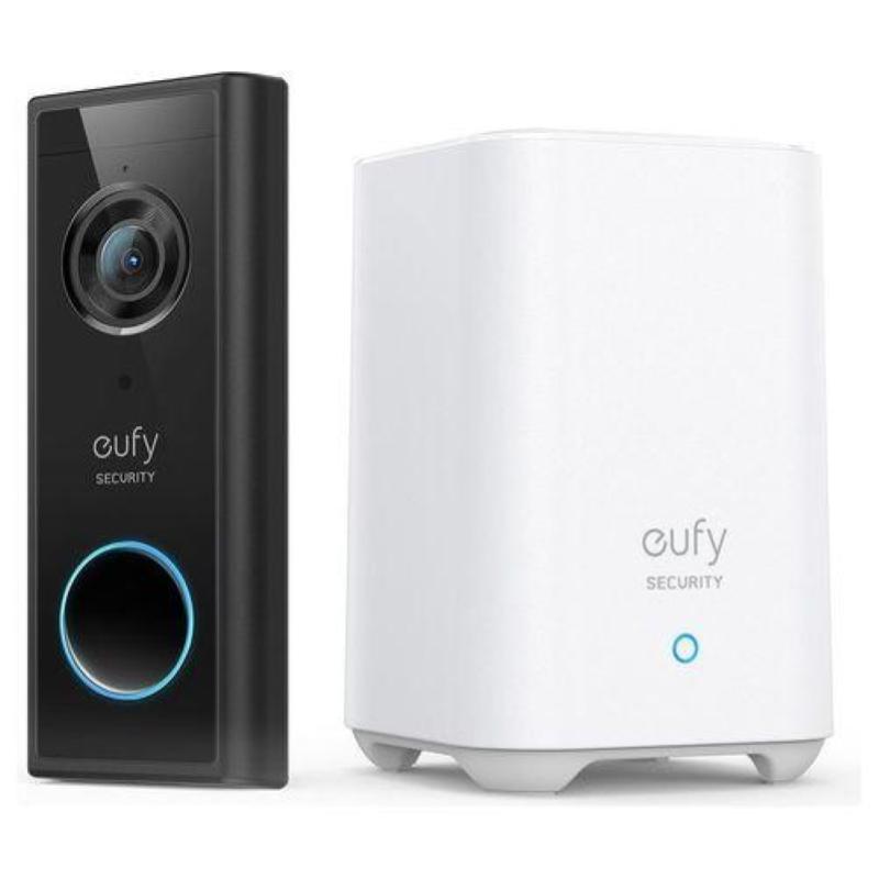 Image of Eufy security, videocitofono wireless con risoluzione 2k, audio bidirezionale, semplice auto-installazione + homebase 2 eu uk plug nero-bianco