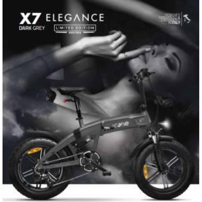 Image of Icone.e x7 elegance bicicletta elettrica pieghevole 250w ruote da 20 x 4 velocita` 25 km/h autonomia 50km grigio scuro