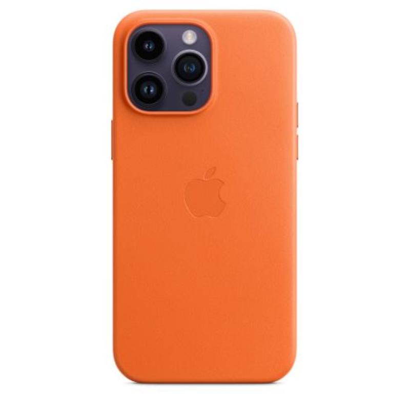 Image of Apple custodia magsafe inÂ pelle per iphoneÂ 14Â proÂ max orange