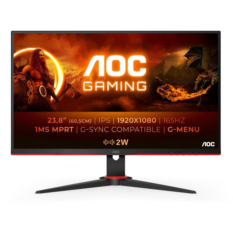 Image of Aoc 24g2spu-bk monitor pc 23.8`` 1920x1080 pixel full hd nero-rosso