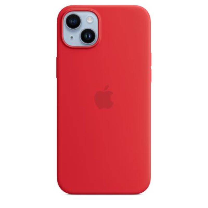 Image of Apple cover con magsafe in silicone rosso per iphone 14 plus
