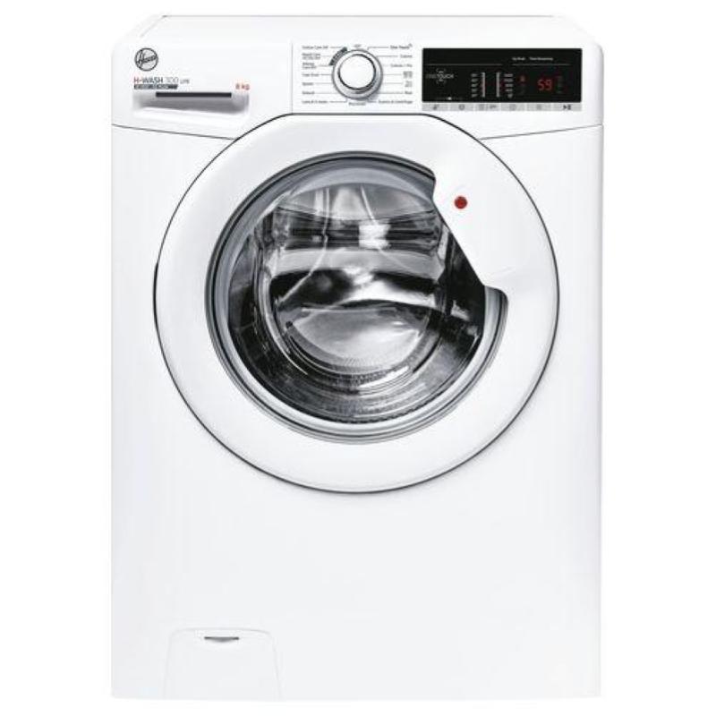 Image of Hoover h-wash 300 lite h3w 48te-11 lavatrice a carica frontale 8kg classe d 1400 giri 15+1 programmi cicli care nfc bianco 60x52x85