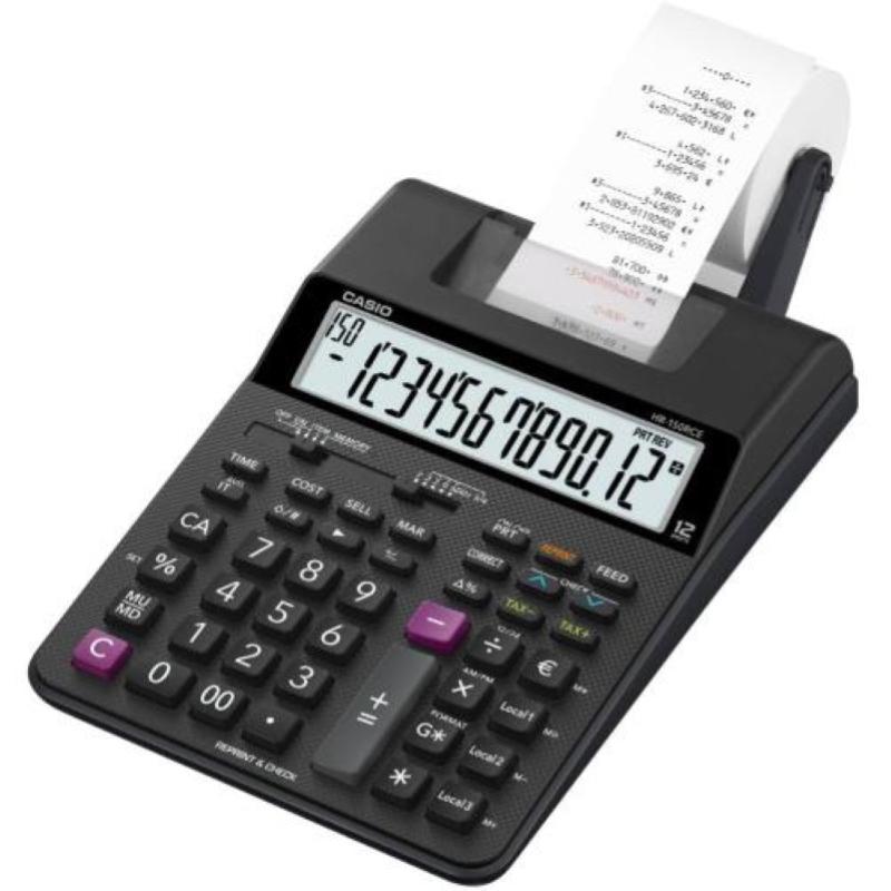 Image of Casio hr-150rce calcolatrice scrivente portatile - display a 12 cifre, stampa 2,0 righe-sec, nuove funzioni check and correct, funzioni after print e re-print