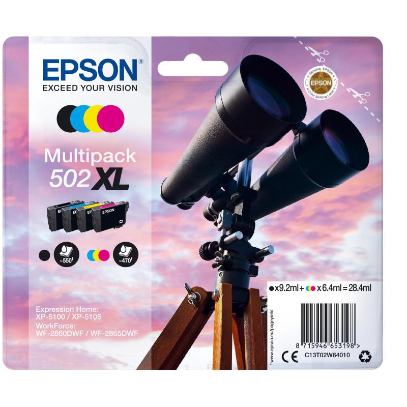 Image of Epson 502xl serie binocolo cartuccia d`inchiostro originale formato mixed multipack 4 colori