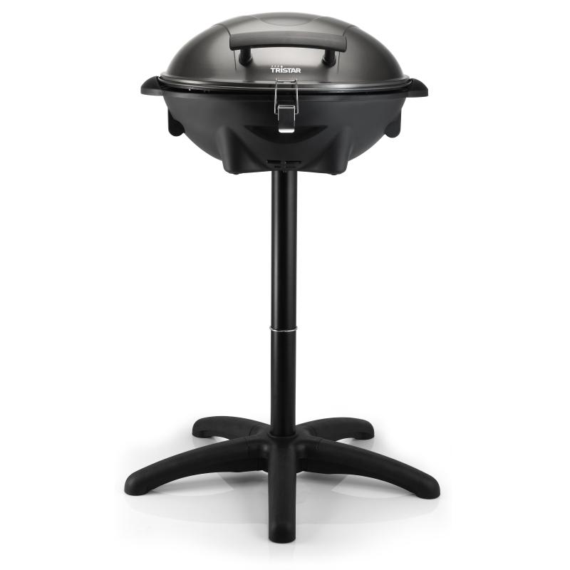 Image of Tristar bq-2816 barbecue elettrico 2200w con piedistallo regolabile e coperchio 43x35 cm termostato regolabile nero