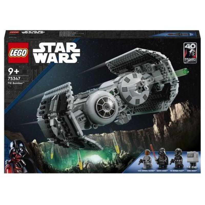 Lego star wars 75347 tie bomber model building kit, modellino da costruire di starfighter con darth vader e spada laser
