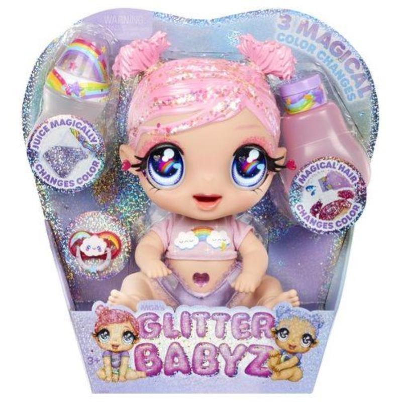 Image of Mga bambola glitter babyz doll series 2 dreamia stardust pink-rainbow