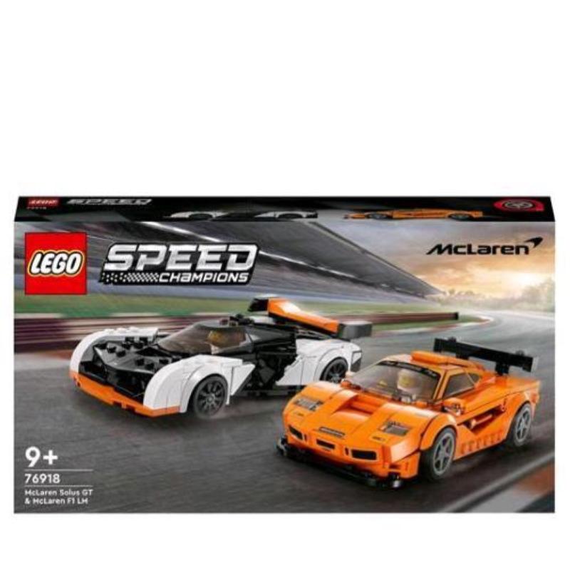 Image of Lego speed champions 76918 mclaren solus gt and mclaren f1 lm, 2 modellini di auto da costruire, kit macchine giocattolo 2023