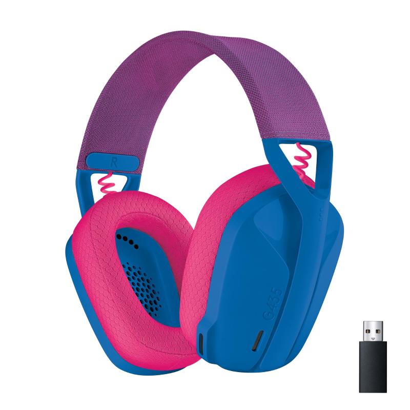 Image of Logitech g435 cuffie gaming wireless bluetooth lightspeed microfono integrato blu rosa