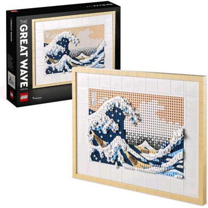 Lego art 31208 hokusai - la grande onda, hobby creativi per adulti fai da te, decorazioni casa, quadri soggiorno, idee regalo