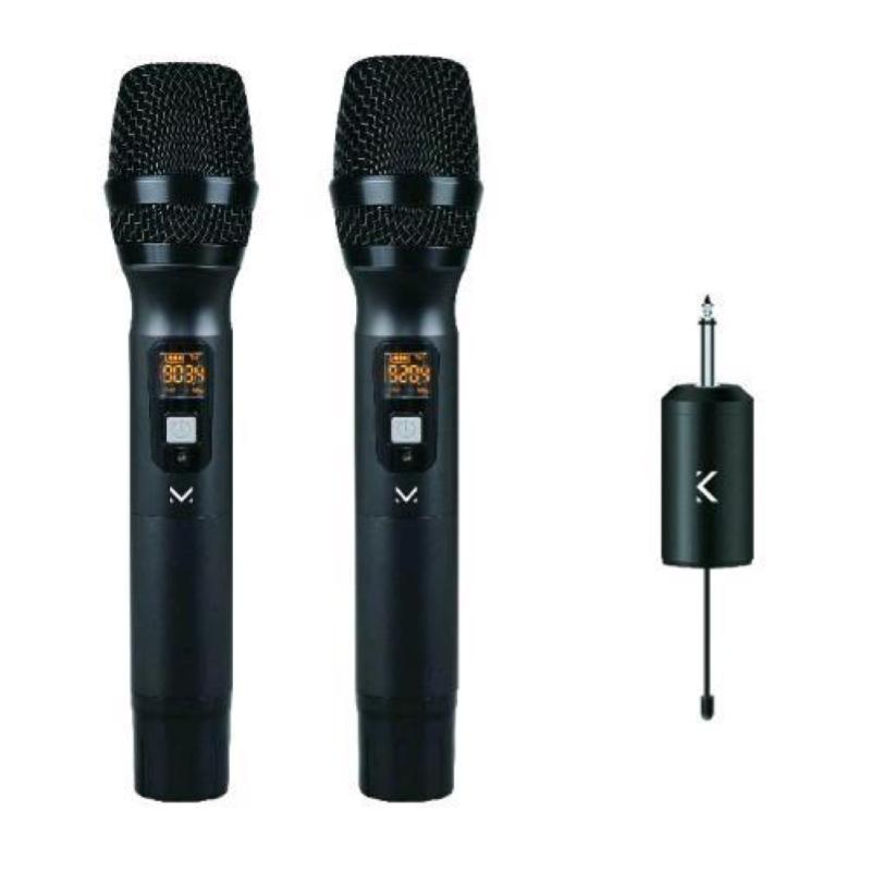 Image of Majestic 115720bk coppia microfoni wireless uhf con ricevitore ricaricabile e jack da 6.35mm black