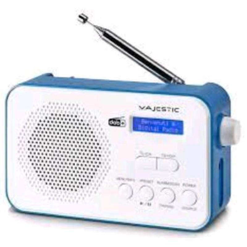 Image of Majestic rt-195 dab radio portatile dab/dab+/fm batteria ricaricabile bluetooth aux-in sveglia con due allarmi e tre suonerie black white
