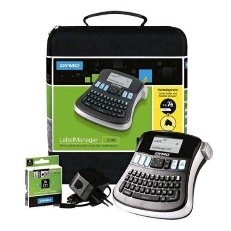 Image of Dymo labelmanager 210d kit etichettatrice portatile tastiera qwerty con custodia ed etichette d1 12mm stampa nero su bianco