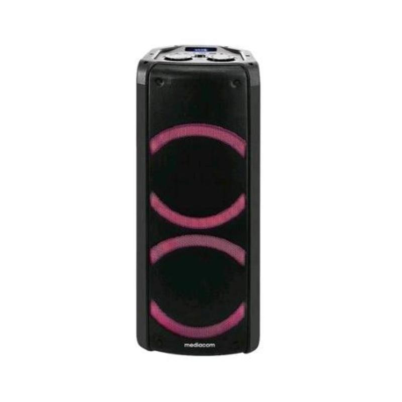Image of Mediacom m-ps90 party speaker bluetooth 90w funzione karaoke e luci led multicolore usb lettore schede microsd microfono black