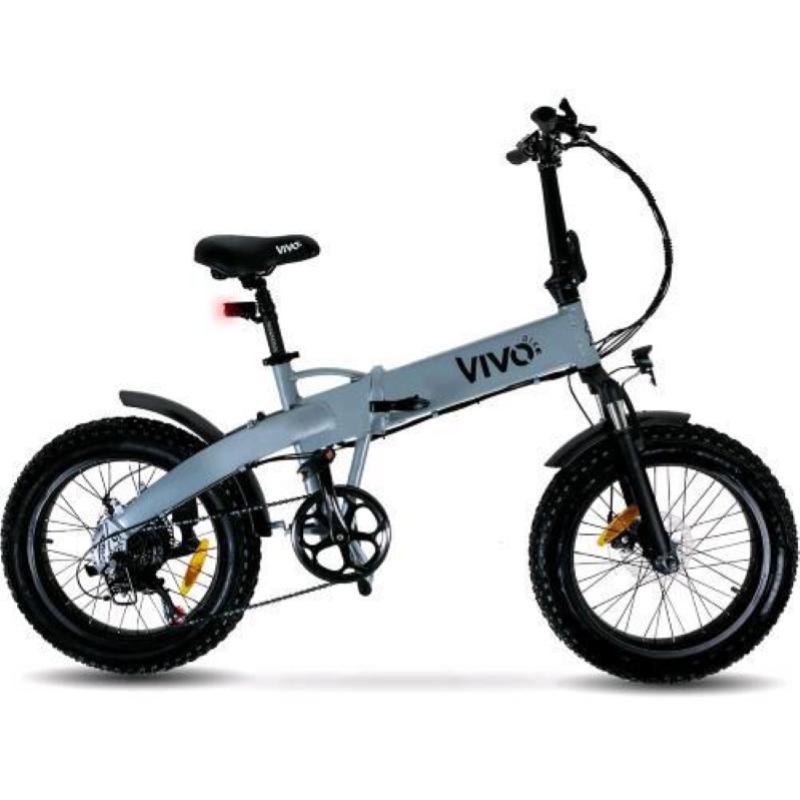 Image of Vivo bike fat bike vf21g bicicletta elettrica pieghevole 250w ruote da 20 x 4 velocita` 25 km/h autonomia 60 km grigio chiaro