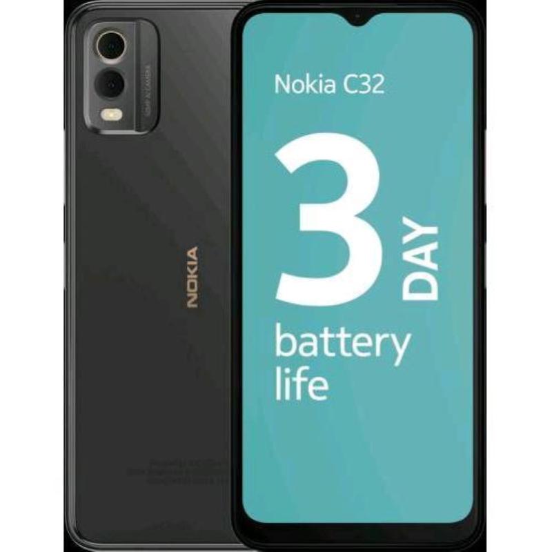 Image of Nokia c32 dual sim 6.5 octa core 64gb ram 4gb 4g lte durata batteria durata 3 giorni italia charcoal black