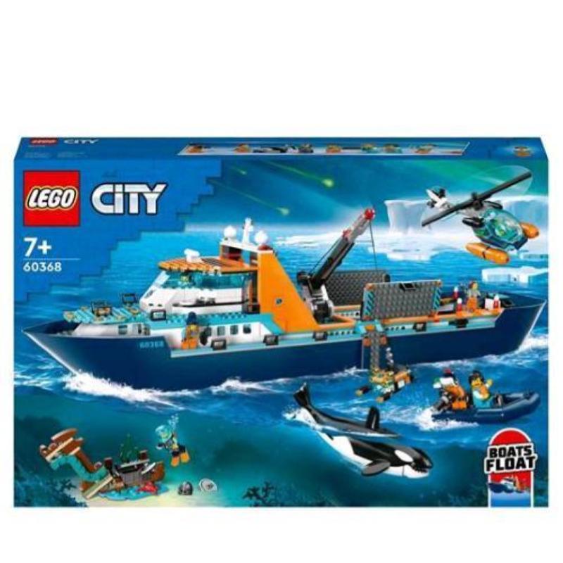 Image of Lego city esploratore artico grande nave galleggiante con elicottero gommone sottomarino relitto barca e 7 minifigure