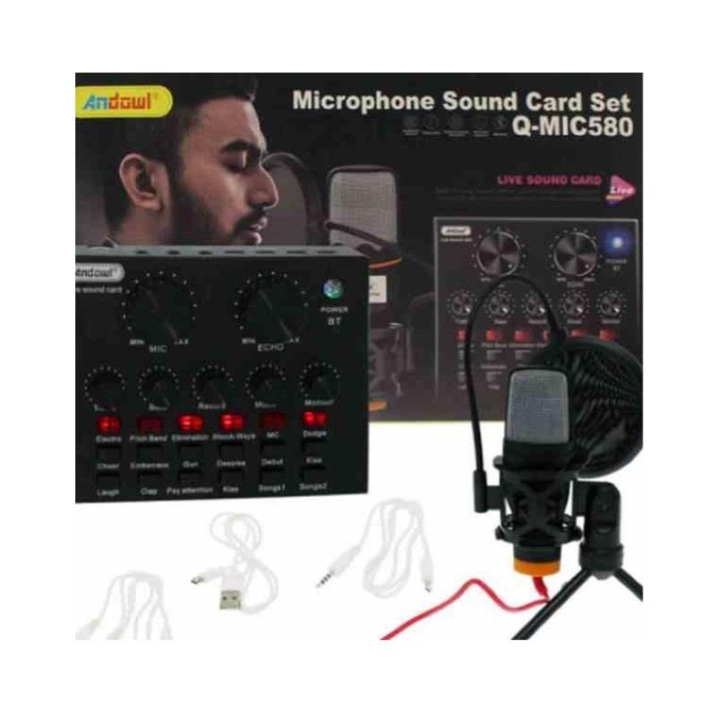 Image of Microfono a condensatore q-mic580 schede audio bluetooth filtro anti-pop con base
